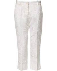 Dolce & Gabbana - White Cotton Floral Jacquard Pants - Lyst