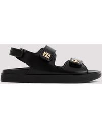 Givenchy - Black Leather 4g Strap Flat Sandals - Lyst