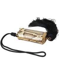 Dolce & Gabbana - Beige Exotic Leather Mini Mirror Tassel Make Up Holder Bag - Lyst