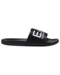 EA7 - Black And White Pvc Slippers - Lyst