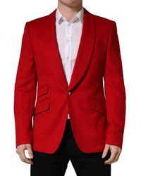 Dolce & Gabbana - Red Cashmere Single Breasted Jacket Blazer - Lyst