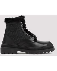 Dior - Black Leather And Canvas Boot - Lyst