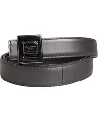 Dolce & Gabbana - Classic Leather Square Buckle Belt Lamb - Lyst