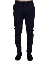 Dolce & Gabbana - Blue Linen Cotton Slim Trousers Chinos Pants - Lyst