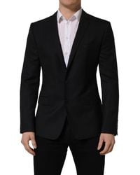 Dolce & Gabbana - Dark Blue Wool Single Breasted Blazer Jacket - Lyst