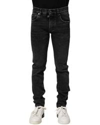 Dolce & Gabbana - Black Cotton Skinny Men Denim Jeans - Lyst