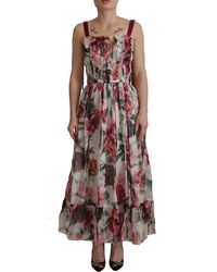 Dolce & Gabbana - Elegant Silk Roses Maxi Dress - Lyst