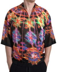 Dolce & Gabbana - Multicolor Luminarie Print Men Cotton Shirt - Lyst