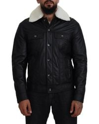 Dolce & Gabbana - Lamb Leather Collared Coat Jacket - Lyst