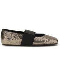 Givenchy - Gold Calf Leather Bos Taurus Ballet Flats - Lyst