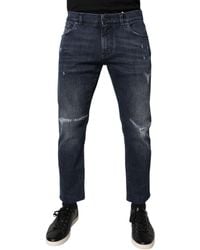 Dolce & Gabbana - Distressed Straight Leg Jeans - Lyst