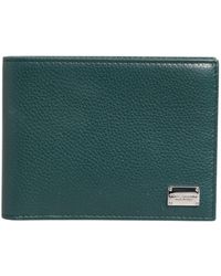 Dolce & Gabbana - Green Leather Dg Logo Engrave Bifold Card Holder Wallet - Lyst