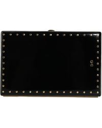 Dolce & Gabbana - Leather Studs Frame Clutch Evening Purse Bag - Lyst