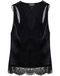Tom Ford - Satin Tank Top With Chantilly Lace - Lyst