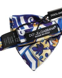 Dolce & Gabbana - Men Multicolor Majolica Adjustable Neck Papillon Bow Tie - Lyst