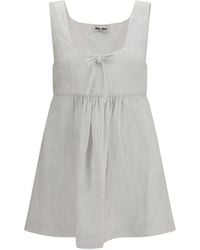 Miu Miu - White Linen Casual Dress - Lyst