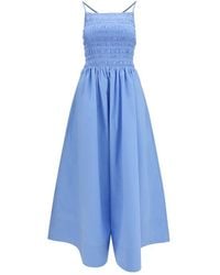 Ganni - Blue Cotton Casual Dress - Lyst