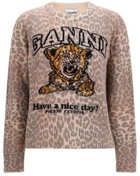 Ganni - Beige Wool Oves Aries Sweatshirt - Lyst