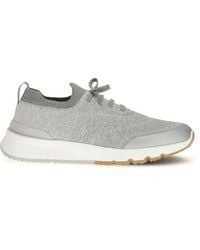 Brunello Cucinelli - Gray Cotton Athletic Sneakers - Lyst