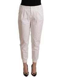 Met - Cotton Mid Waist Tapered Cropped Pants - Lyst