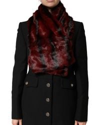 Dolce & Gabbana - Stripe Fur Shawl Neck Wrap Scarf - Lyst