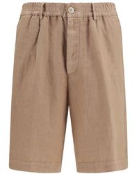 Brunello Cucinelli - Brown Linen Bermuda Shorts - Lyst