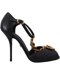 Dolce & Gabbana - Elegant-Embellished Leather Sandals - Lyst