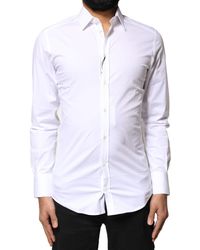 Dolce & Gabbana - White Gold Cotton Long Sleeves Dress Shirt - Lyst