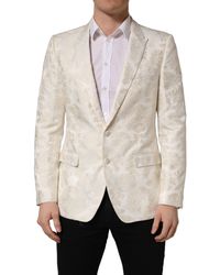 Dolce & Gabbana - Off White Floral Single Breasted Men Jacket - Lyst