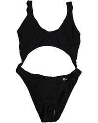 Dolce & Gabbana - Black Cutout Logo One Piece Swimsuit Swimwear - Lyst