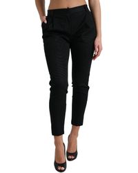 Dolce & Gabbana - Black Mid Waist Skinny Cropped Pants - Lyst