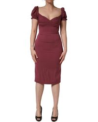 Dolce & Gabbana - Silk Sweetheart Sheath Midi Dress - Lyst
