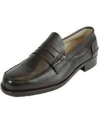 Saxone Of Scotland - Dark Brown Leather Mens Loafers Shoes - Lyst