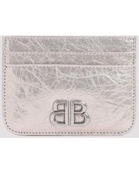 Balenciaga - Stone Beige Monaco Nappa Leather Credit Card Holder - Lyst