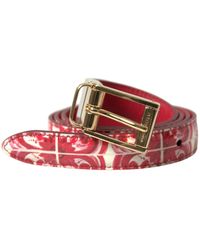 Dolce & Gabbana - Red Sicily Leather Gold Metal Buckle Belt - Lyst