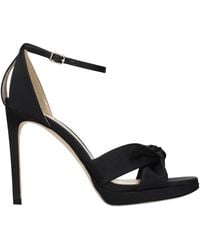 Jimmy Choo - Black Satin Platform Sandals - Lyst