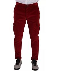 Dolce & Gabbana - Red Corduroy Cotton Cargo Skinny Pants - Lyst