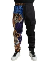 Dolce & Gabbana - Black Blue Leopard Print Trouser Jogger Pants - Lyst