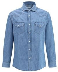 Brunello Cucinelli - Blue Denim Shirt - Lyst
