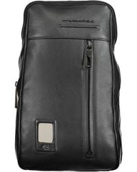 Piquadro - Black Leather Men Shoulder Bag - Lyst