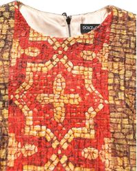 Dolce & Gabbana - Mosaic Long Sleeves Mini Dress Wool Nylon - Lyst