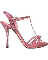 Dolce & Gabbana - Satin Sandals With Crystals - Lyst