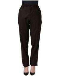 Dolce & Gabbana - Brown Straight Leg Dress Silk Trousers Pants - Lyst