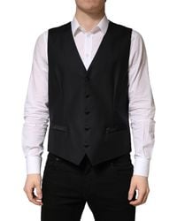 Dolce & Gabbana - Wool Single Breasted Waistcoat Vest Virgin Silk Nylon Flax Clothing - Lyst