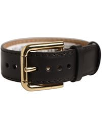 Dolce & Gabbana - Black Calfskin Leather Gold Buckle Belt Strap Bracelet - Lyst