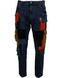 Dolce & Gabbana - Cotton Blend Cargo Patch Denim Jeans - Lyst