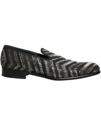 Dolce & Gabbana - Black Silver Embellished Slip On Loafers Shoes - Lyst
