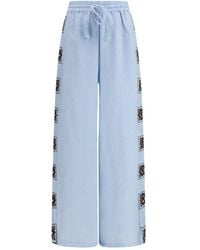 ALÉMAIS - Blue Linen Casual Pants - Lyst