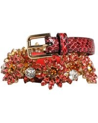 Dolce & Gabbana - Leather Daisy Crystal Embellished Waist Belt Cristal Real Brass Ayers - Lyst