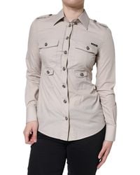Dolce & Gabbana - Cotton Collared Button Down Shirt Top - Lyst